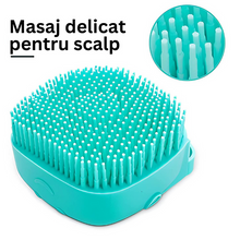 Încarcă imaginea în vizualizatorul Galerie, NOU - Burete Din Silicon Cu Rezervor Pentru Sampon Si Gel De Dus, Capacitate 80 ml, Turcoaz