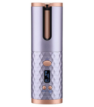 Încarcă imaginea în vizualizatorul Galerie, NOU - Ondulator Automat Fara Fir, Ceramic, Cu Afisaj LCD, Functie Power Bank, Temperatura Reglabila, Mov