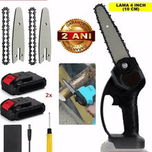 Încarcă imaginea în vizualizatorul Galerie, NOU - Drujba Electrica 4 inch + 2 x Baterii 24V + 2 x Lama + 2 x Lant + Incarcator