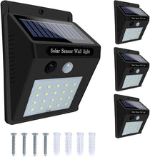 Încarcă imaginea în vizualizatorul Galerie, NOU - Set 4 Lampi Cu Incarcare Solara, Senzor de Miscare si Crepuscular, 3 Moduri de Iluminare, 20 LED-uri Puternice