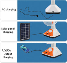 Încarcă imaginea în vizualizatorul Galerie, NOU - Ventilator Cu Incarcare Solara, Reincarcabil, Cu Acumulator, 2 Viteze, Lanterna Integrata, Bec Inclus, 2 Trepte de Viteza