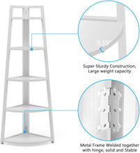 Încarcă imaginea în vizualizatorul Galerie, Raft biblioteca de colt cu 5 polite, alb, 52 x 34 x 110cm