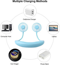 Încarcă imaginea în vizualizatorul Galerie, NOU - Mini Ventilator Portabil, Cu Alimentare USB, Suport Pentru Gat, 3 Trepte De Putere, Baterie Reincarcabila