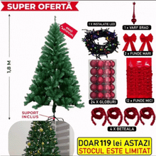Încarcă imaginea în vizualizatorul Galerie, NOU - Brad De Craciun, Cu 45 De Accesorii Pentru Impodobit, 1.8 m Inaltime + Instalatie 10 m CADOU