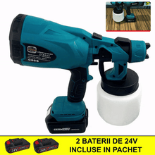 Încarcă imaginea în vizualizatorul Galerie, NOU - PISTOL DE VOPSIT, 2 ACUMULATORI DE 24V, REZERVOR 800ML, 650ML/MIN +TRUSA DEPOZITARE