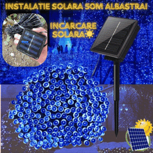 Încarcă imaginea în vizualizatorul Galerie, NOU - Instalatie De Craciun, Cu Incarcare Solara, LED-uri Mari, Rezistente La Intemperii, 50m, Albastru