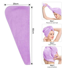 Încarcă imaginea în vizualizatorul Galerie, NOU - Prosop Pentru Par, Tip Turban, Din Microfibra, Cu Nasturel De Fixare, Diverse Culori