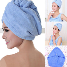 Încarcă imaginea în vizualizatorul Galerie, NOU - Prosop Pentru Par, Tip Turban, Din Microfibra, Cu Nasturel De Fixare, Diverse Culori