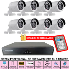 Încarcă imaginea în vizualizatorul Galerie, NOU - Sistem Supraveghere 8 Camere HD, Senzor Miscare, Conexiune PC/Telefon, Interior/Exterior + Hard Disk 500 GB CADOU