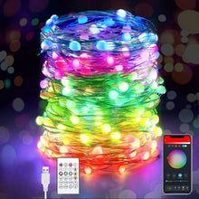 Încarcă imaginea în vizualizatorul Galerie, NOU - Ghirlanda Luminoasa Cu 100 LED-uri RGB, Control Prin Telecomanda si Aplicatie Smart, 10 m Lungime