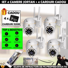 Încarcă imaginea în vizualizatorul Galerie, NOU - SET 4 X Camera Smart Color Jortan Surveillance4® Wifi, IP Vizualizare Live Prin Aplicatie, Senzor de Miscare + 4 CARDURI CADOU