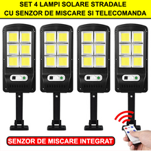 Încarcă imaginea în vizualizatorul Galerie, NOU - Set 4 Lampi Solare ULTRA LED Stradale cu Senzor de Miscare si Telecomanda