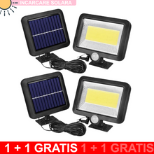 Încarcă imaginea în vizualizatorul Galerie, NOU - Lampa Solara Cu Panou Separat, Lumina Puternica, 100 LED COB, Cu Senzor De Miscare si Telecomanda, 1+1 CADOU