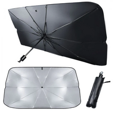 Încarcă imaginea în vizualizatorul Galerie, NOU - Parasolar Pliabil Tip Umbrela Pentru Masina, Fixare De Usile Masinii, 125 cm x 65 cm