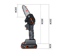 Încarcă imaginea în vizualizatorul Galerie, NOU - Pachet PROMO: Mini Fierastrau Electric Cu Acumulatori 24V, 2x Baterie + 2x Lant + 2x Lama, 4 Inch + CADOU pila 25cm