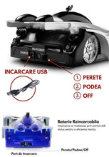 Încarcă imaginea în vizualizatorul Galerie, NOU - Masinuta Anti-Gravitatie Care Merge Pe Perete, Tavan Si Suprafete Plate, Cu Telecomanda Si Incarcare USB