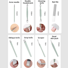 Încarcă imaginea în vizualizatorul Galerie, NOU - Trusa manichiura/pedichiura ProNail® 16 piese, geanta pentru depozitare, Negru mat, Otel inoxidabil