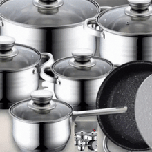Încarcă imaginea în vizualizatorul Galerie, NOU - Set 5 oale si tigaie Royalty Line,12 piese RL, Inox
