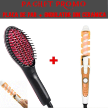 Încarcă imaginea în vizualizatorul Galerie, NOU - Pachet Promo: Perie De Indreptat Parul Din Ceramica, Ecran LCD, Temperatura Reglabila + Ondulator De Par Din Ceramica, Capat Rotativ