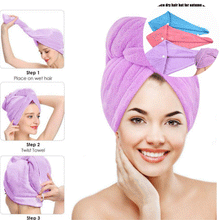 Încarcă imaginea în vizualizatorul Galerie, NOU - Prosop Pentru Par, Tip Turban, Din Microfibra, Cu Nasturel De Fixare, Diverse Culori