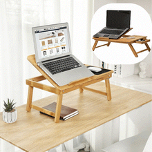 Încarcă imaginea în vizualizatorul Galerie, NOU - Masa Din Bambus Pentru Laptop, Pliabila, Cu Sertar Si Spatiu Pentru Mouse, Picioare Ajustabile
