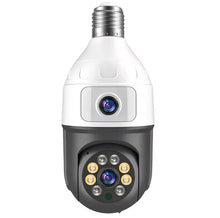 Încarcă imaginea în vizualizatorul Galerie, NOU - Camera Inteligenta De Supraveghere, cu 2 Lentile, Tip Bec, Conexiune Wifi, Aplicatie Telefon si Microfon Incorporat + Card 32GB Cadou