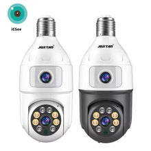Încarcă imaginea în vizualizatorul Galerie, NOU - Camera Inteligenta De Supraveghere, cu 2 Lentile, Tip Bec, Conexiune Wifi, Aplicatie Telefon si Microfon Incorporat + Card 32GB Cadou