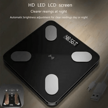 Încarcă imaginea în vizualizatorul Galerie, NOU - Cantar Inteligent, Conexiune Bluetooth, Ecran Afisaj LCD, Masoara Indicii Corporali, Din Sticla Securizata