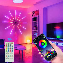 Încarcă imaginea în vizualizatorul Galerie, Instalatie artificii LED Smart, RGB, muzica, telecomanda si control din smartphone, multicolor