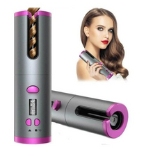 Încarcă imaginea în vizualizatorul Galerie, NOU - Ondulator Automat Fara Fir, Ceramic, Cu Afisaj LCD, Functie Power Bank, Temperatura Reglabila, Mov