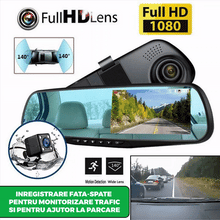 Încarcă imaginea în vizualizatorul Galerie, NOU - Oglinda Retrovizoare Cu Camera Video DVR Fata-Spate Pentru Monitorizare Trafic Full HD Cu G-Senzor Si Ecran 4.3 Inch