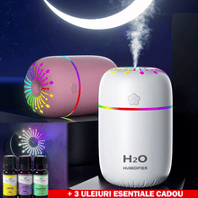 Încarcă imaginea în vizualizatorul Galerie, NOU - Mini Umidificator Aromaterapie, 3 in 1, Cu Iluminare LED, 7 Culori, 300 ml, 3 Culori+ 3 Uleiuri Esentiale