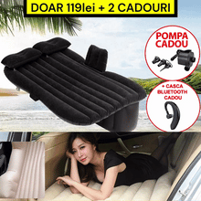 Încarcă imaginea în vizualizatorul Galerie, NOU - PACHET PROMO: Saltea Gonflabila Pentru Masina, Usor De Umflat, 2 Perne Incluse + CADOU Pompa De Umflat + CADOU Casca Bluetooth