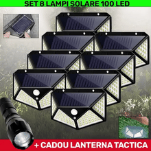 Încarcă imaginea în vizualizatorul Galerie, NOU - Set 8 Lampi Solare 100 LED + CADOU Lanterna LED
