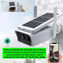 Încarcă imaginea în vizualizatorul Galerie, NOU - Camera de Supraveghere Solara WIFI, 3 MP FullHD, Exterior, Conectare Telefon, Night Vision, Incarcare Solara, Rezistenta la apa