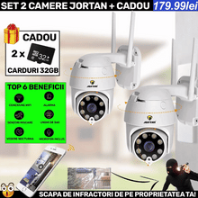 Încarcă imaginea în vizualizatorul Galerie, NOU - SET 2 X Camera Smart Color Jortan Wifi, IP Vizualizare Live Prin Aplicatie, Senzor de Miscare + 2 CARDURI CADOU