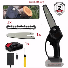 Încarcă imaginea în vizualizatorul Galerie, NOU - Pachet Promotional: Mini Fierastrau Electric Cu Acumulator, 24V, Cu 1x Baterie + 1x Lant + 1x Lama, 6 Inch, Negru