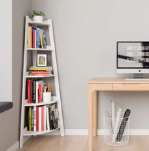 Încarcă imaginea în vizualizatorul Galerie, Raft biblioteca de colt cu 5 polite, alb, 52 x 34 x 110cm