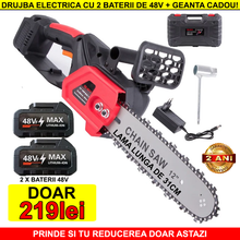 Încarcă imaginea în vizualizatorul Galerie, NOU - Drujba Electrica, Cu 1 x Lama 31 cm (12 INCH), 1 x Lant, 2 x Acumulator 48 V, Geanta De Transport CADOU