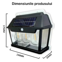 Încarcă imaginea în vizualizatorul Galerie, NOU -Lampa Solara De Perete Cu 3 Becuri LED, Cu Senzor de Miscare si Lumina, 3 Moduri de Iluminare, Rezistenta la Apa