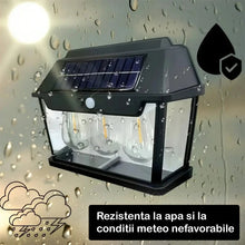 Încarcă imaginea în vizualizatorul Galerie, NOU -Lampa Solara De Perete Cu 3 Becuri LED, Cu Senzor de Miscare si Lumina, 3 Moduri de Iluminare, Rezistenta la Apa