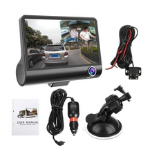Încarcă imaginea în vizualizatorul Galerie, NOU - Camera auto TRIPLA Full HD cu monitor de 4 INCH pentru bord cu touchscreen si unghi larg de filmare de 170 grade