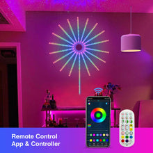 Încarcă imaginea în vizualizatorul Galerie, Instalatie artificii LED Smart, RGB, muzica, telecomanda si control din smartphone, multicolor