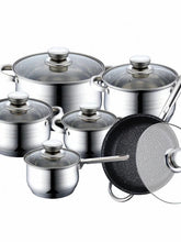 Încarcă imaginea în vizualizatorul Galerie, NOU - Set 5 oale si tigaie Royalty Line,12 piese RL, Inox