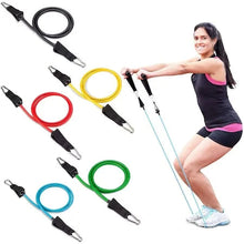 Încarcă imaginea în vizualizatorul Galerie, NOU - Set 11 bucati extensor fitness cu corzi elastice latex, manere, ancora usa si curele pentru glezna