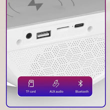 Încarcă imaginea în vizualizatorul Galerie, NOU - Statie 3 in 1 cu Lumina Ambientala RGB, Boxa Bluetooth si Incarcare Wireless Pentru Telefon, Alb
