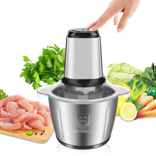 Încarcă imaginea în vizualizatorul Galerie, NOU - Tocator Electric Multifunctional, Pentru Carne, Fructe si Legume, Bol Din Inox, Capacitate 3L, 4 Lame Din Inox, 1000W Putere
