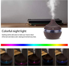 Încarcă imaginea în vizualizatorul Galerie, NOU - Difuzor Aromaterapie Cu Ultrasunete Si Umidificator Cu LED, 300 ml, Wenge + 12 uleiuri CADOU