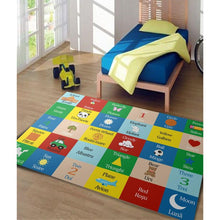 Încarcă imaginea în vizualizatorul Galerie, Covor Educativ Copii Model Romana/Engleza, Multicolor, Antiderapant 120 X 180 CM