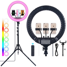 Încarcă imaginea în vizualizatorul Galerie, Selfie ring RGB, inaltime 1.80 metri, diametru 45 cm, 18 inch, telecomanda